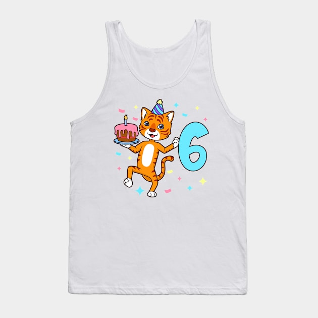 I am 6 with tiger - boy birthday 6 years old Tank Top by Modern Medieval Design